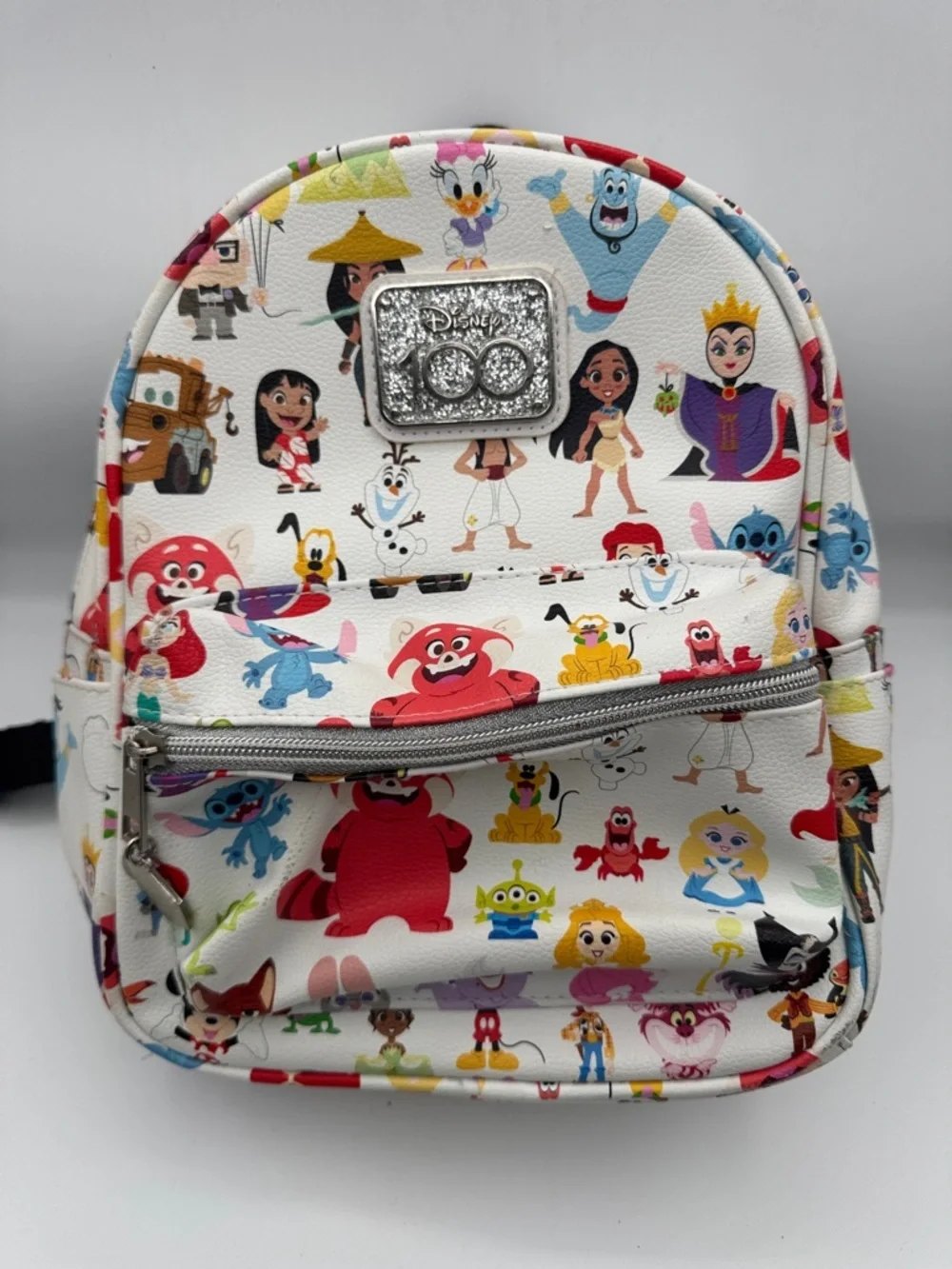 Disney 100 Years Of Wonder Mini Backpack white with multi characters & villains